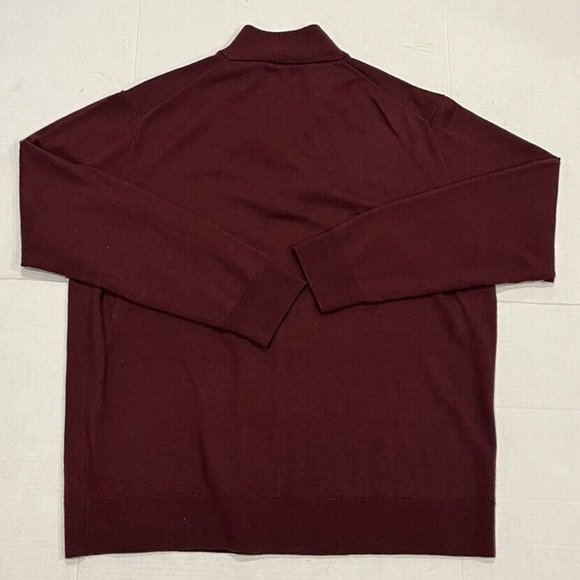 UNTUCKit Men's Wool Quarter Zip Pullover Maroon‎ Sweater - Picture 4 of 4